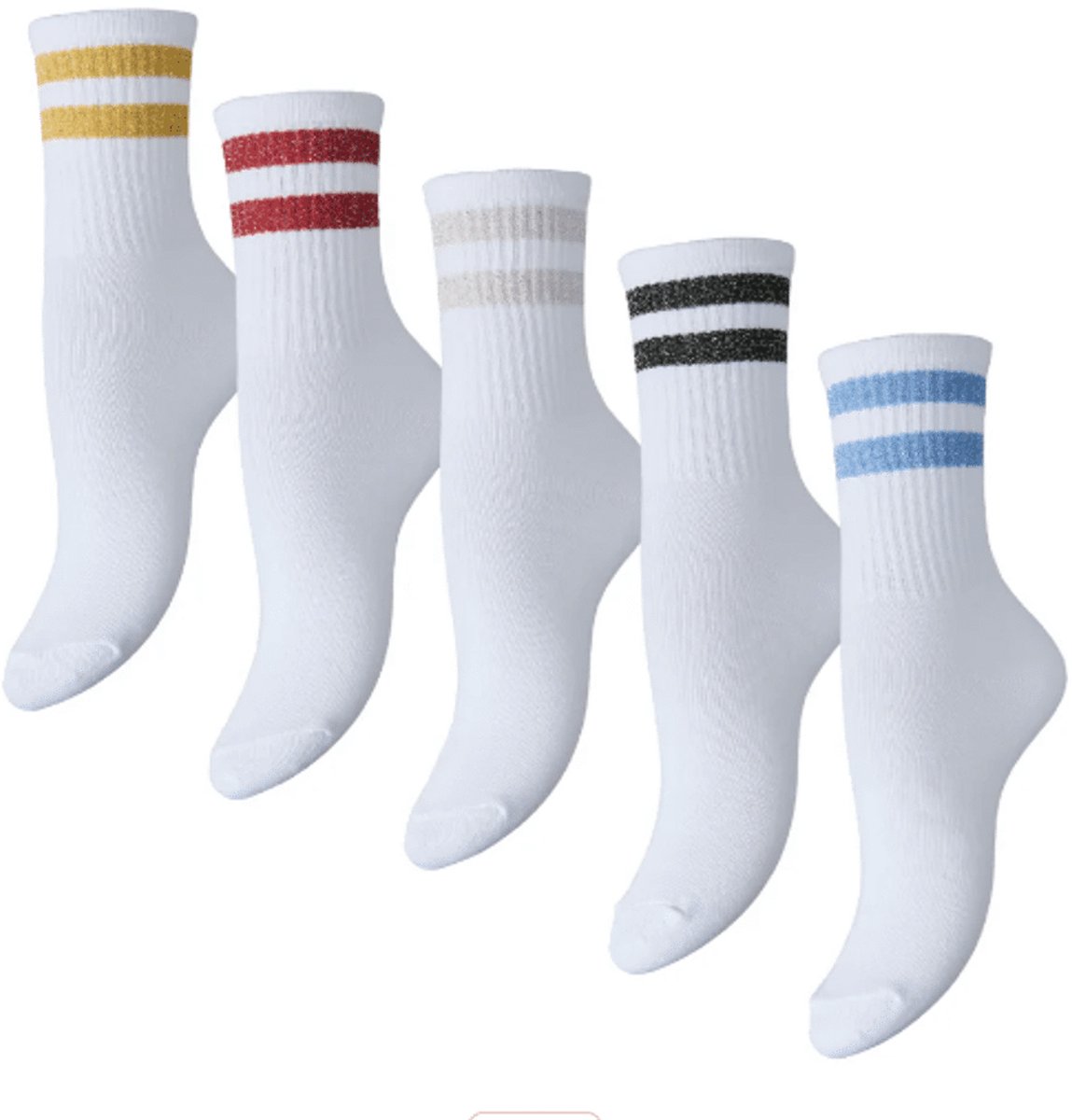 PIECES - PCCALLY LUREX STRIPE 5 PACK SOCKS PWP - Dames - Sokken