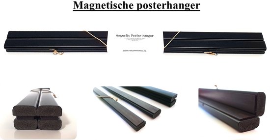 Magnetische posterhanger - Posterstrip - hout - zwart - 91 cm
