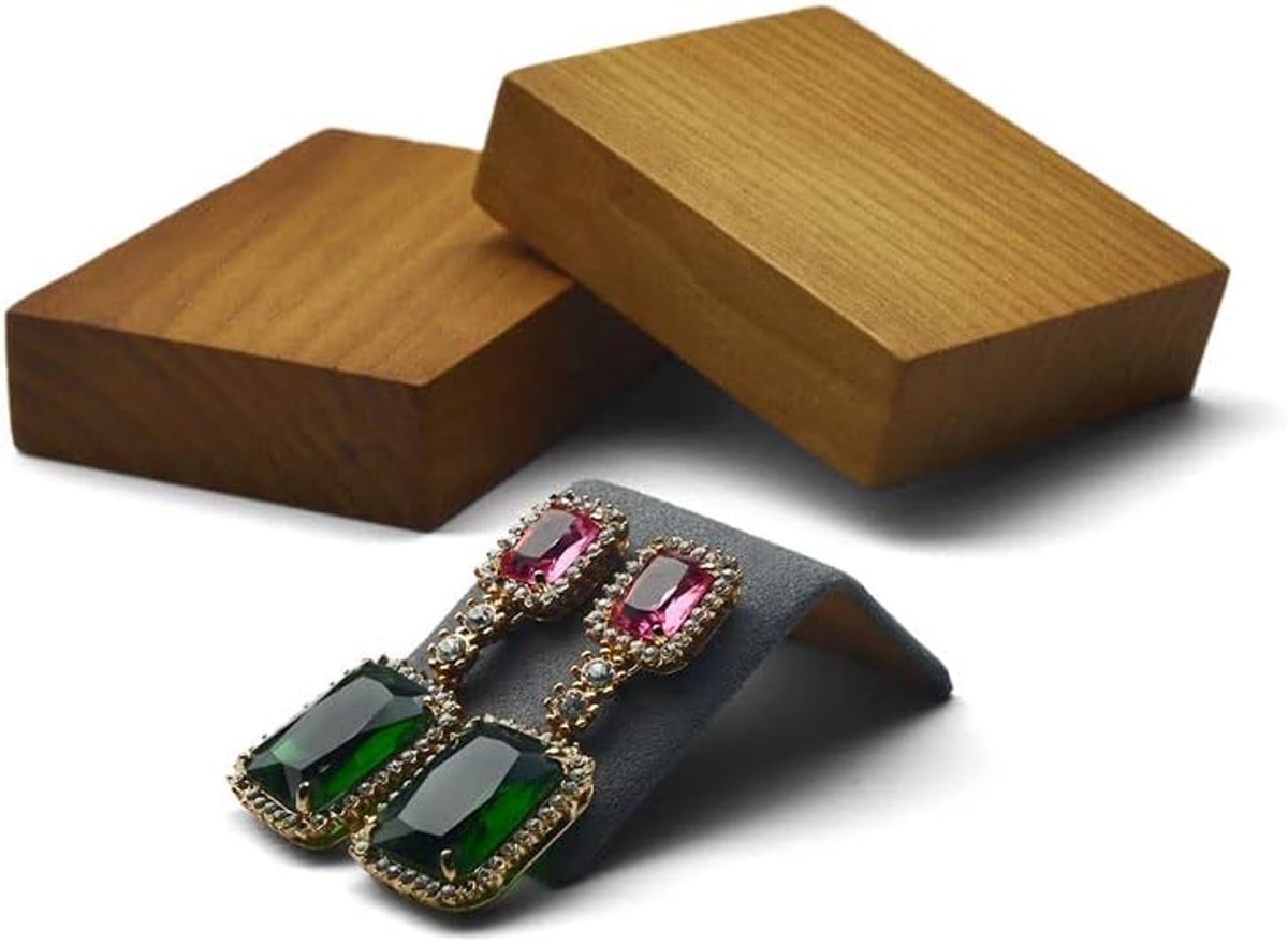 Ibenzoa® Houten Sieradenhouder Crème Wit met Microvezel - Organisatie & Bescherming