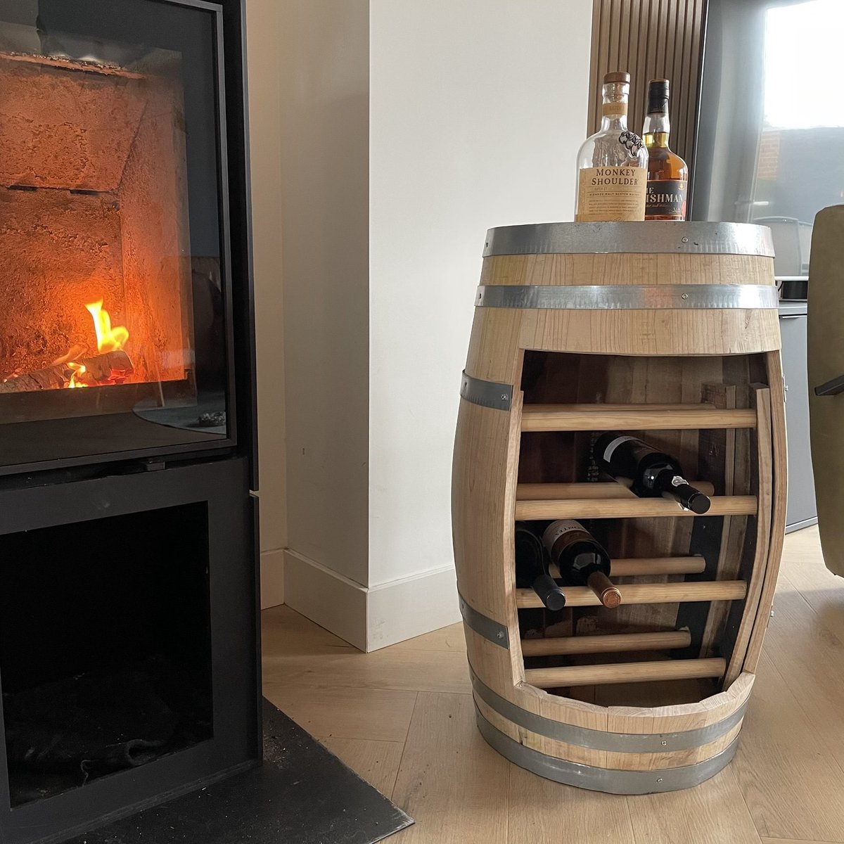 Wijnrek 150L kastanje houten wijnvat - Wijnvat - Wijnmeubel - Wijnton - Wijnopslag - Wijnkast - Drank kast