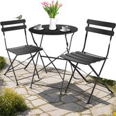 Bol.com tectake® Inklapbare bistroset voor 2 personen - Stalen frame - Tafel en tuinstoelen - Voor balkon en terras - Buitenset ... aanbieding