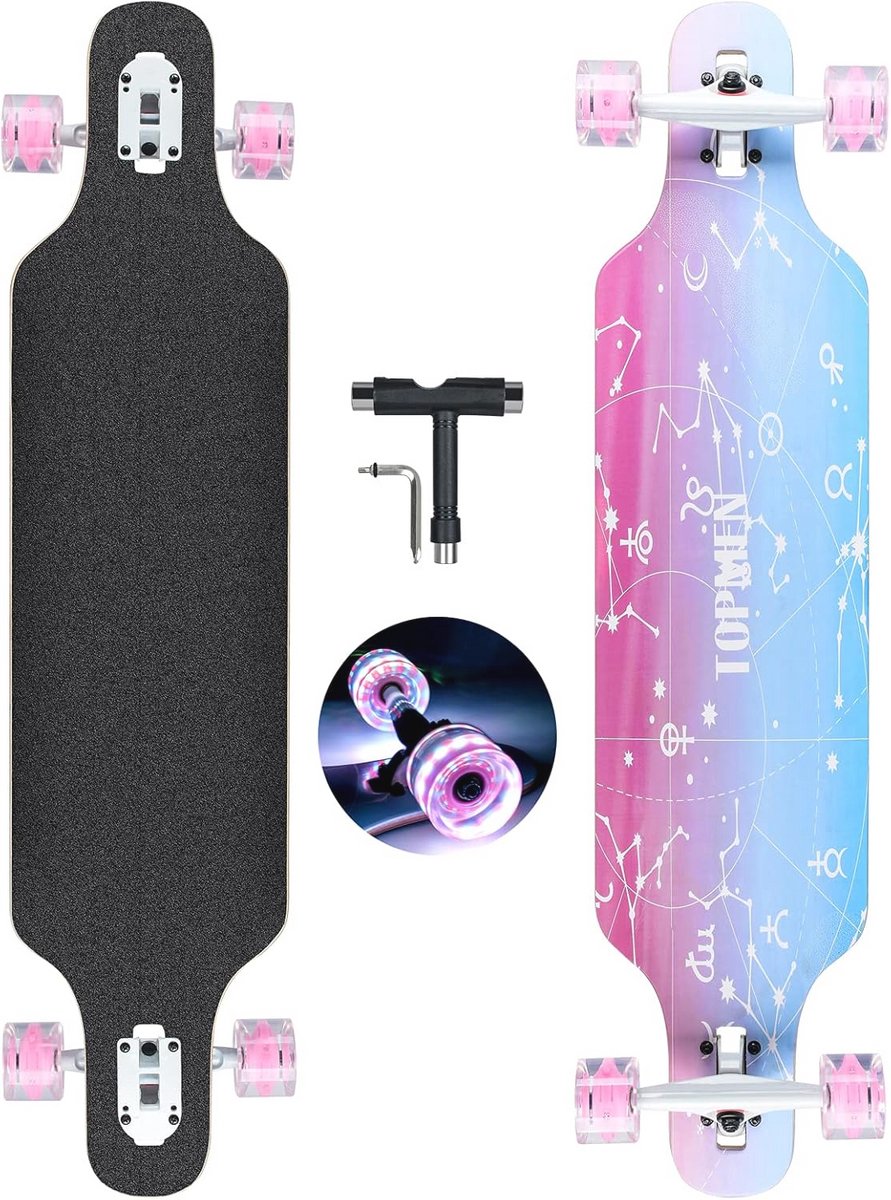 41 Inch Longboard Skateboard voor Cruisen, Carven en Freeride - Compleet met T-tool