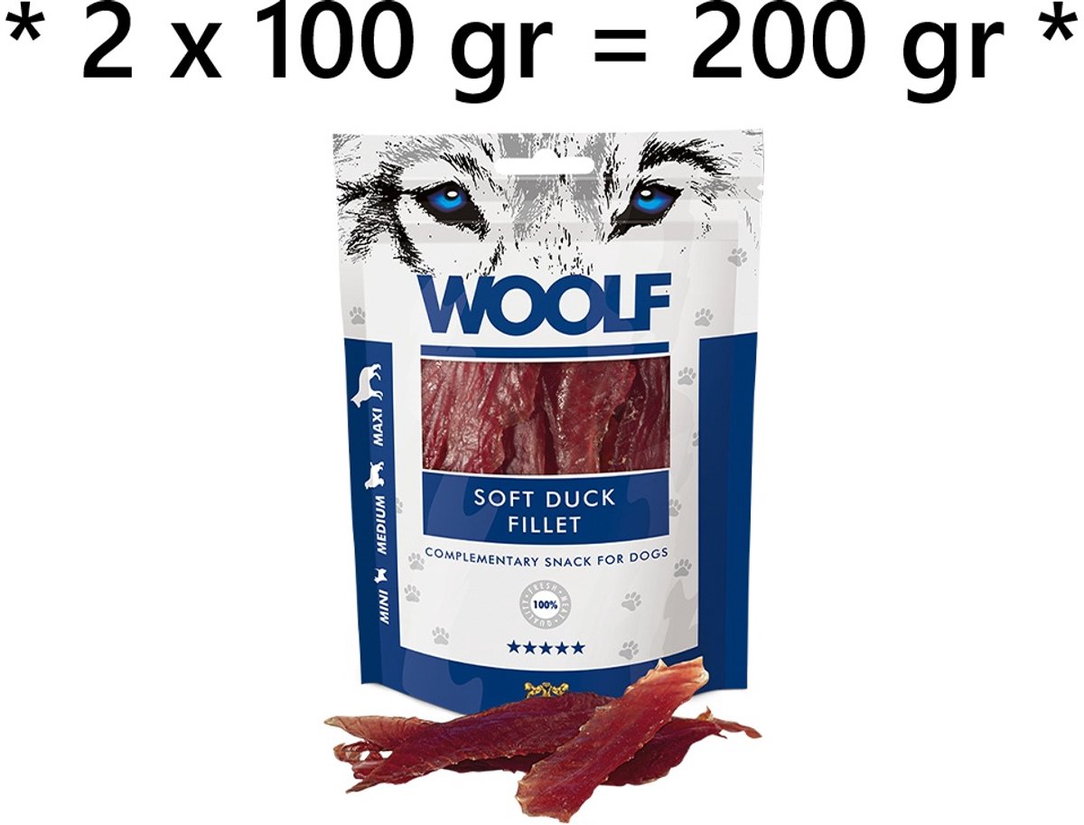 ** 2 X ** Soft duck fillet - 100 gr x 2 = 200 gr - 100% vers vlees - hondensnack EEND 94%