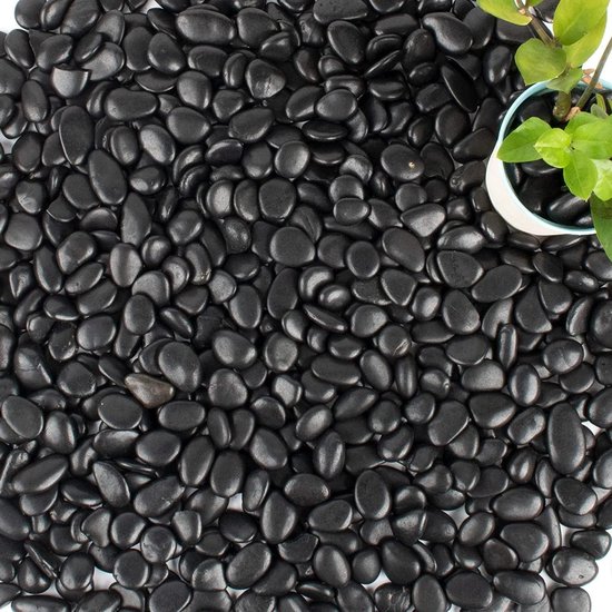 Galets polis noirs - 10-20 mm, 1 kg - pour rocaille, allée, décoration de jardin, aquarium et plus