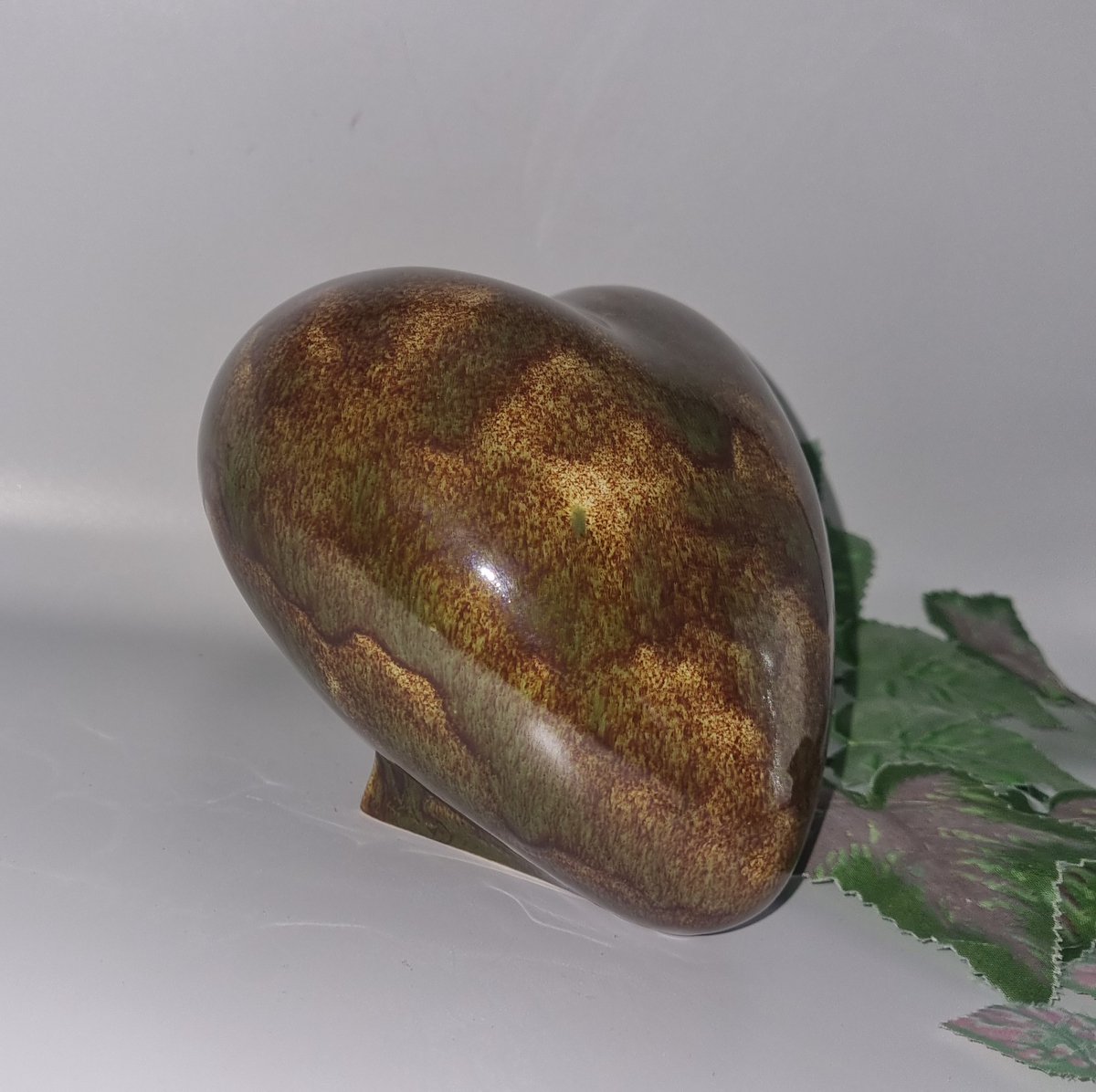 Urn - Keramiek - Hart - Bruin/Vlam - 800ml - 1 as-kamer - Hand-made