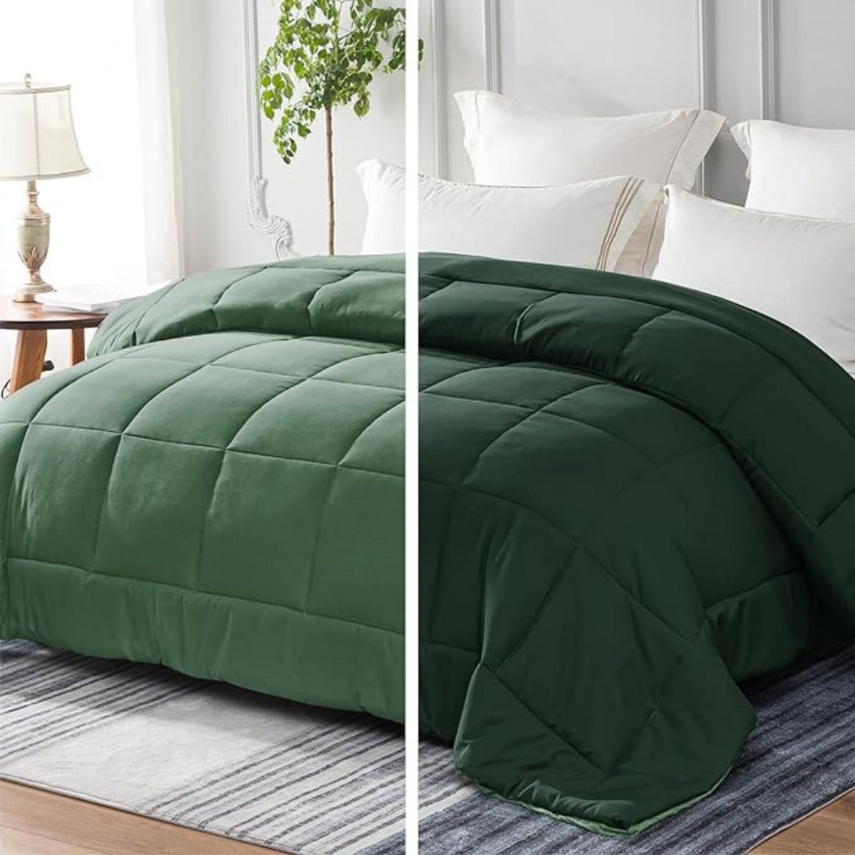 GTB® Dekbed 200x200 - Dekbedovertrek 200x200 Tweepersoons - Zomerdekbed - Donkergroen - 200cm x 200cm x 2cm