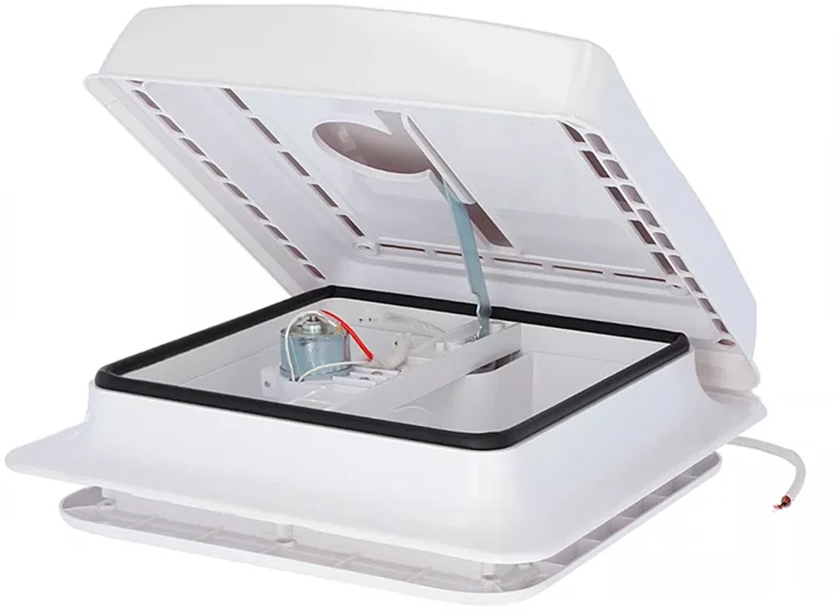 ProPlus Dakluik - 280 x 280 mm - 12 Volt - Zonder permanente ventilatie - met Ventilator - Maximale openingshoek 50° - Wit