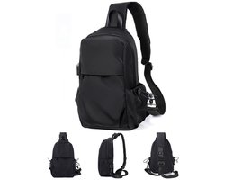 Crossbody tas dames - Crossbody bag heren - Met USB-oplaadpoort - Stijlvolle en eenvoudige crossbodytassen - Slingbag - Lichtgewicht schoudertassen - Crossbodytassen voor wandelen, wandelen, fietsen - Zwart