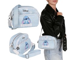 DISNEY Stitch Blauwe dameshandtas met verstelbare riem, kleine handtas 21x16x8cm