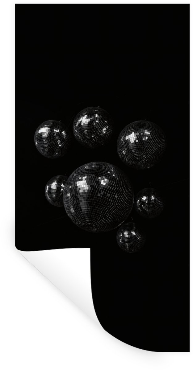 Muurstickers - Sticker Folie - Discoballen - Minimalistisch - Zwart - 40x80 cm - Plakfolie