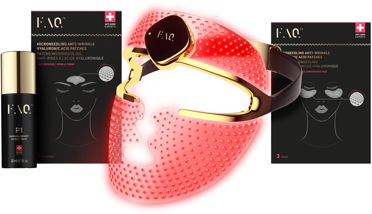 FOREO FAQ 202 LED Lichtmasker + Microneedling HA Patches voor Ogen & Voorhoofd