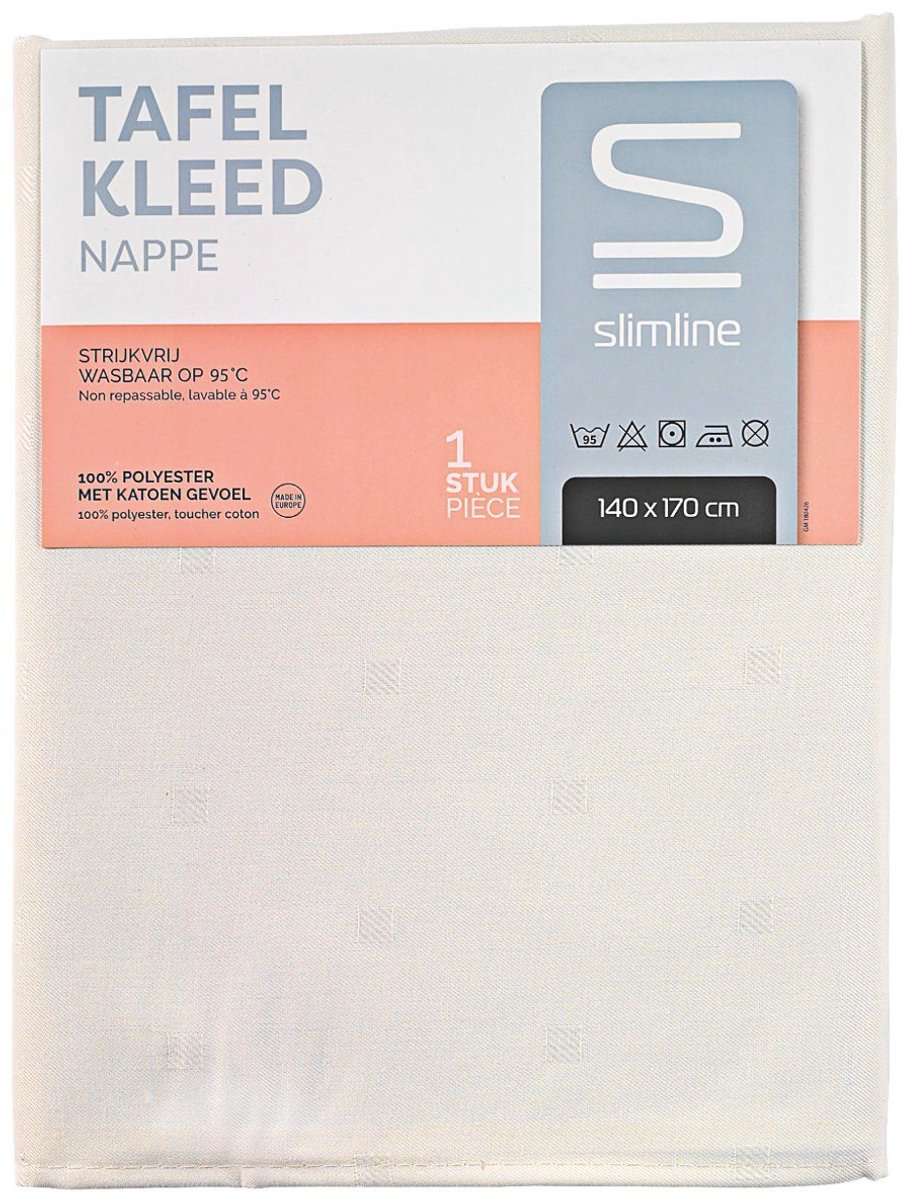 Slimline Premium Tafellaken Grace 140 x 170 cm, ivoor - Per stuk