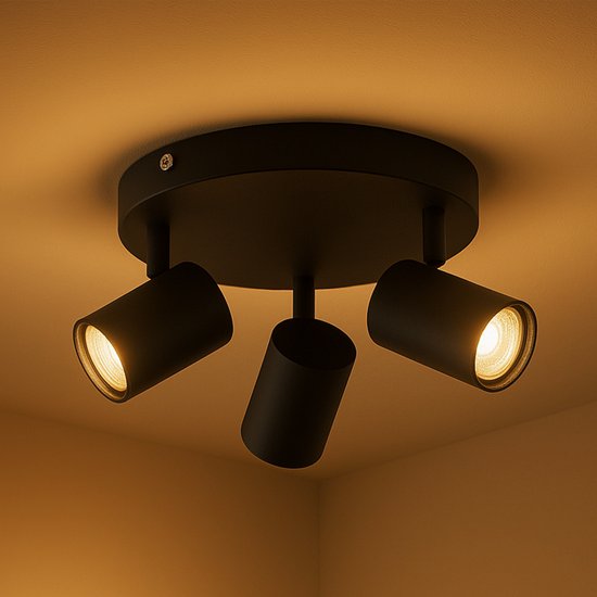 Hofstein Plafondlamp Svanfolk, Plafondlamp Van Metaal En Hout In Zwart 2 Vlammen Met Verstelbare Schijnwerpers 2 X E14 Stopcontact Max 40 Watt Retrovintage Uitvoering