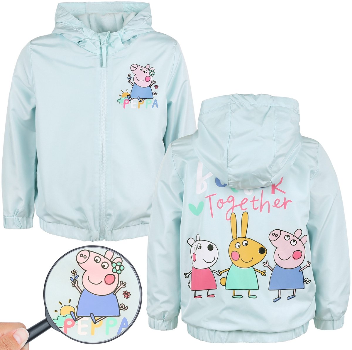 Peppa Pig Meisjesjack, WINDJACK met capuchon, FLEECE GEVOERD