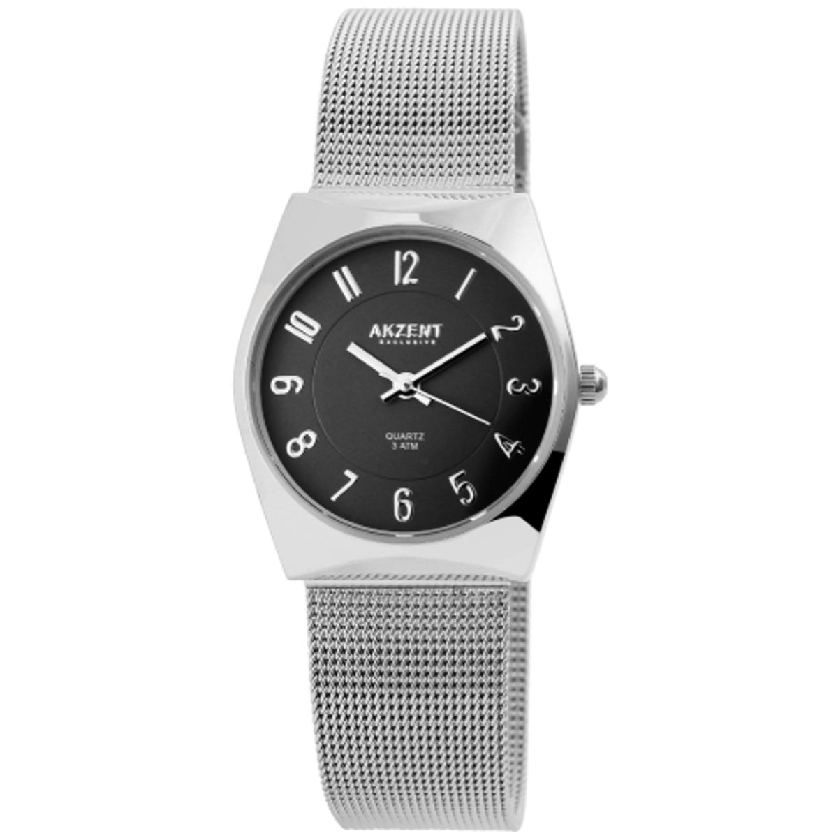 akzent-Dameshorloge-1300015-003-zilverkleurig-Milanese band-3 atm waterdicht-diameter 29 mm-duidelijke wijzerplaat