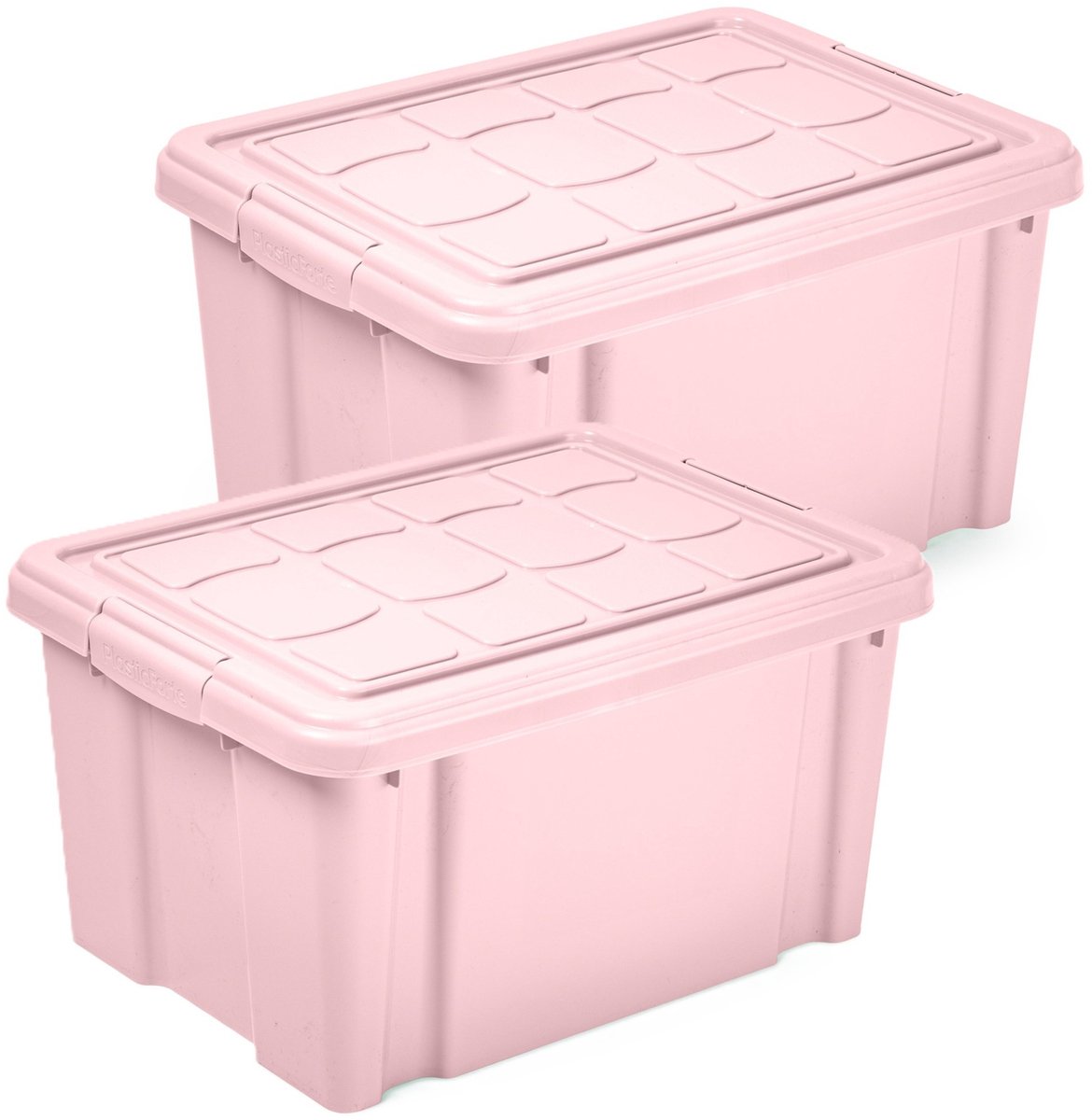 PLASTICFORTE Multi Storage Opslagbox met deksel - 2x - roze - 16 liter - 40 x 30 x 21 cm - kunststof - opbergdoos - opbergen