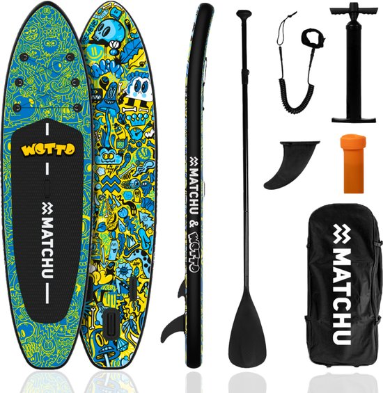 Matchu Sports - SUP board - Designed by Wotto - Limited collection ART - Stand up paddle board - 320x81x15 - Opblaasbaar - Premium kwaliteit