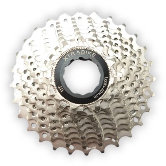Xtrabike cassette 11 versnellingen, 11-28 tanden, zilverkleurig.