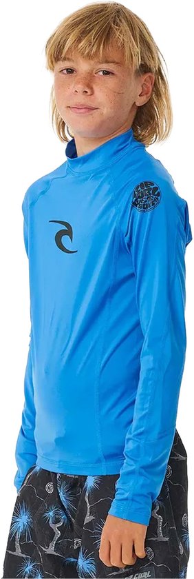 Shop Rip Curl Waves UPF Perf Short Sleeve Rash Vest In Dark Navy - Fast