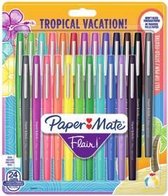 Paper Mate Flair-viltstiften | Medium punt (0,7 mm) | Tropische en diverse kleuren | 24 stuks