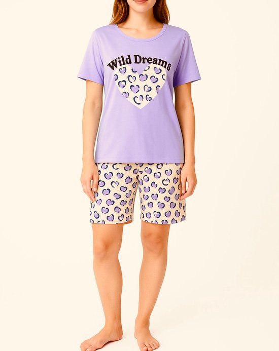 Hawiton Dames Pyjama Broeken Katoen Korte Broek Geruite Nachtkleding Met Kant Voor Lente Zomer en Herfst