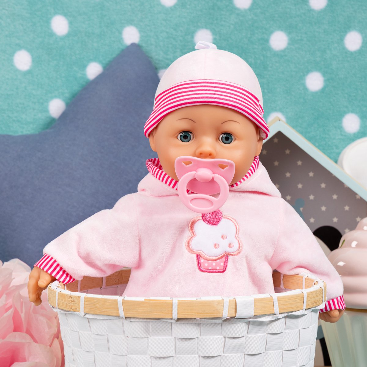 Bayer Design - Babypop First Words Baby 38 cm in roze — afbeelding 3
