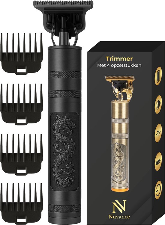 Nuvance Tondeuse Mannen - Tondeuse Hoofdhaar - Inclusief 4 Opzetstukken - Baardtrimmer en Haartrimmer - Tondeuses - Usb Oplaadbaar