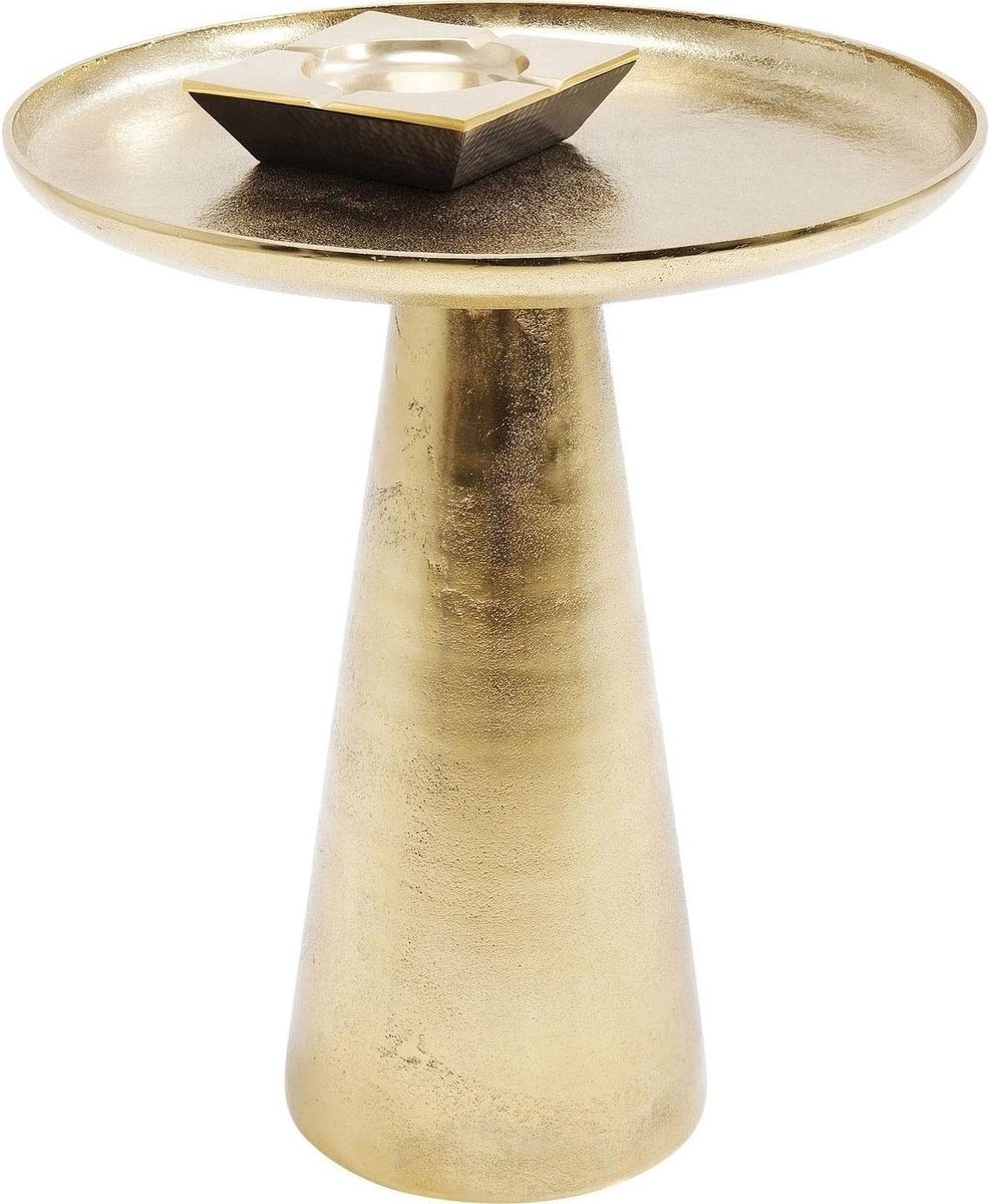 Ibenzoa Elegant Aluminium Accent Table with Eastern-Inspired Design for Living Room or Bedroom goud