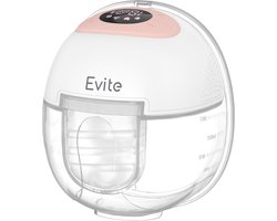 Evite Elektrische Draadloze Borstkolf Nova – Handsfree & Draagbaar – BPA-Vrij – Enkele Borstkolf - Met E-Book - Wit & Roze