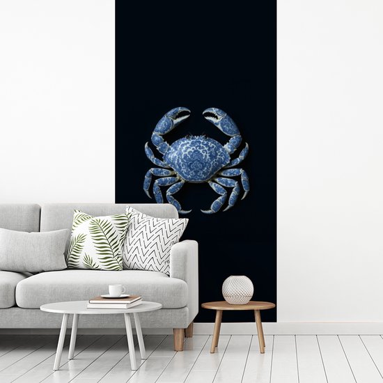 Behang - Fotobehang Krab - Delfts blauw - Dieren - Breedte 120 cm x hoogte 240 cm