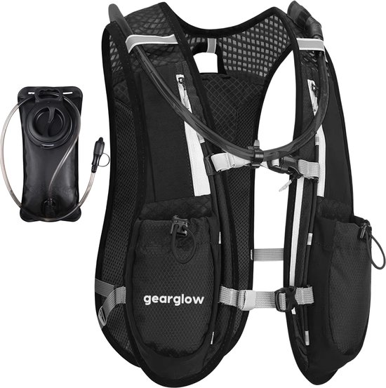 GearGlow® Hardloopvest met Waterzak - Hardloop Rugzak met 2000ml Drinkzak - Reflecterend Drinkvest - Hydration Vest