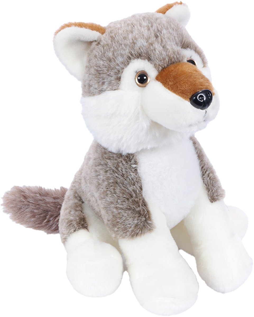 Pia Soft Toys Knuffeldier Wolf - zachte pluche stof - grijs - kwaliteit knuffels - 25 cm - Wolven