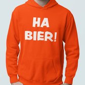 Oranje Koningsdag Hoodie Ha Bier! - MAAT M - Feestkleding & Carnavalskleding