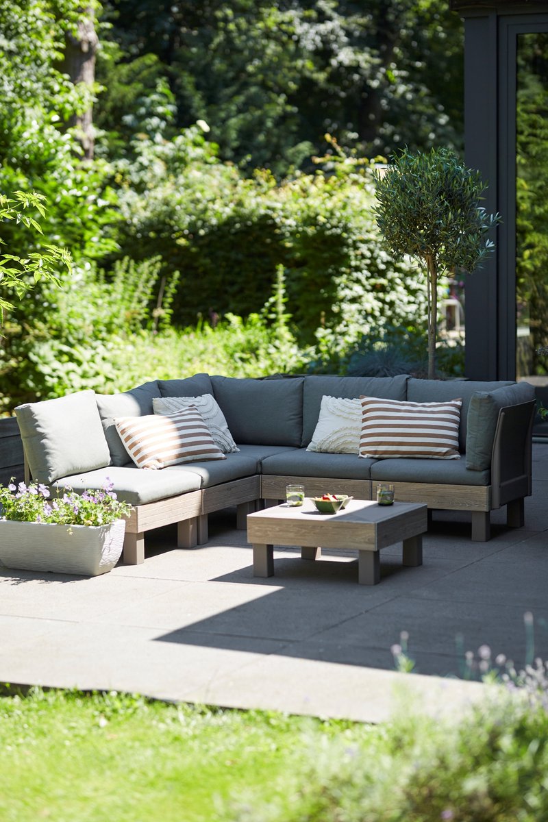 Keter Loungeset 6 personen - modulair kunststof met groene kussens thumbnail 6