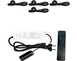 TrueLED Grand Black - Inbouw LED Spot Dimbaar voor Overkapping - IP65 Verlichting voor Veranda - Complete set van 4 LED Spots