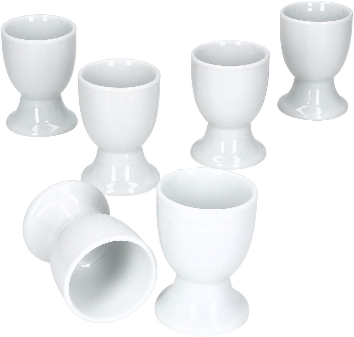 MamboCat Set van 6 LOTTA eierdopjes wit porselein 4,8cm