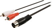 Nedis DIN-Audiokabel | DIN 5-Pins Male | 2x RCA Male | Vernikkeld | 1.00 m | Rond | PVC | Zwart | Polybag