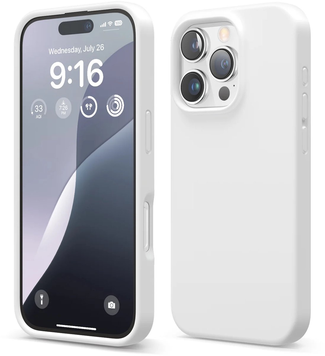 Shockproof Backcover - Liquid Silicone Soft Hoesje - Geschikt voor: iPhone 15 Pro Max - Wit