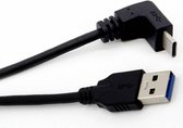 USB-C haaks (boven/beneden) naar USB-A kabel - USB3.0 - tot 0,9A / zwart - 1 meter