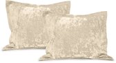 LINNICK Velvet Kussensloop - Beige - Kussensloop 60x70cm - Kussenslopen Set van 2