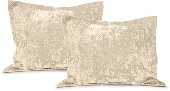 Taie d' Kussensloop en velours LINNICK - Beige - Taie Kussensloop 60x70cm - Set de 2 taies d' Taies d'oreiller