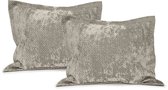 LINNICK Velvet Kussensloop - Taupe - Kussensloop 60x70cm - Kussenslopen Set van 2