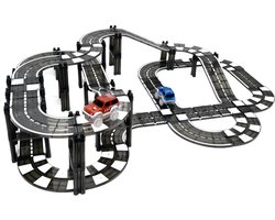 foto van Magna Minds - Magnetic Tiles racebaan Zwart - Zelfrijdende auto - Magnetisch Speelgoed – 124 stuks - Constructie speelgoed - Magnetische tegels - Montessori speelgoed - Magnetic toys - Magnetische bouwstenen - Speelgoed Kinderen