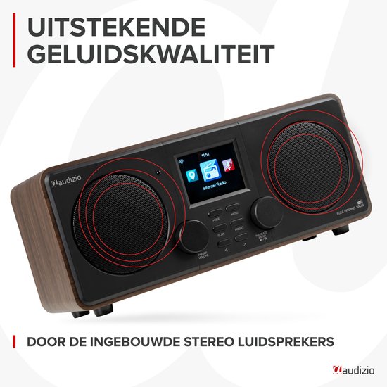 Internetradio - Audizio Foza digitale radio met Bluetooth - DAB radio en FM radio in één - Houtlook
