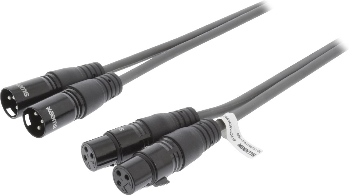 Sweex SWOP15030E50 Xlr Stereokabel 2x Xlr 3-pins Male - 2x Xlr 3-pins Female 5.0 M Donkergrijs