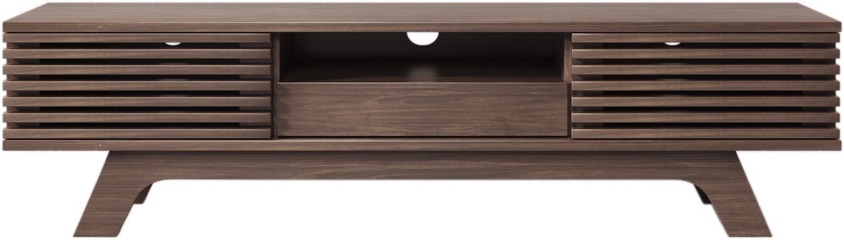 Merax TV-Meubel - Kast met Lade en 2 Deuren - Vintage Houtlook Bruin - Uniek Design - Gesc
