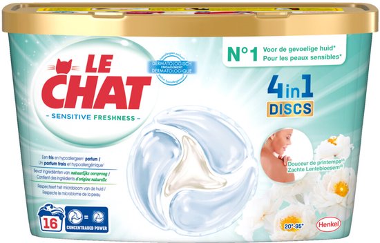 Le Chat Wascapsules Sensitive Zachte Lentebloesem 16 wasbeurten - 16 stuks