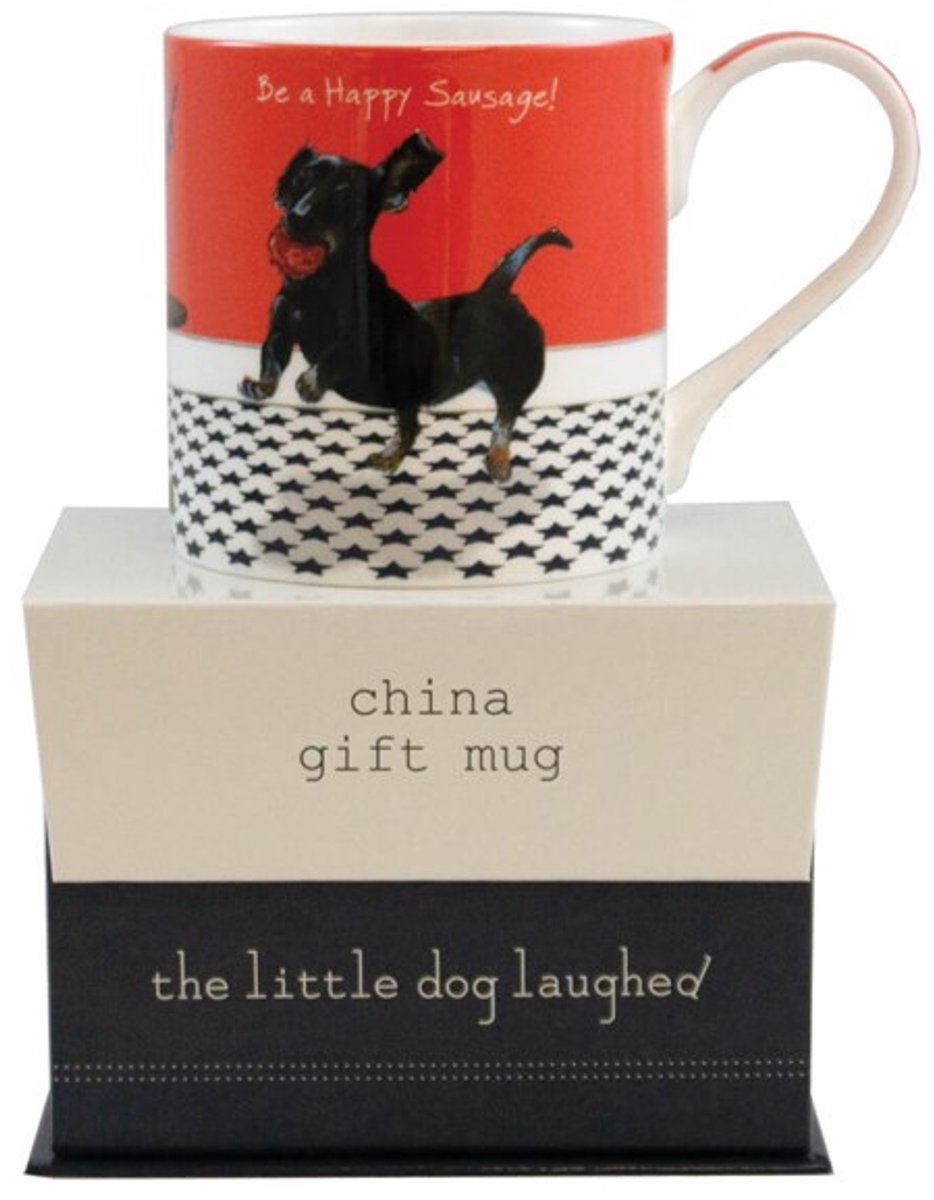 the Little Dog Laughed - Teckel Beker - Porselein - Cadeauverpakking