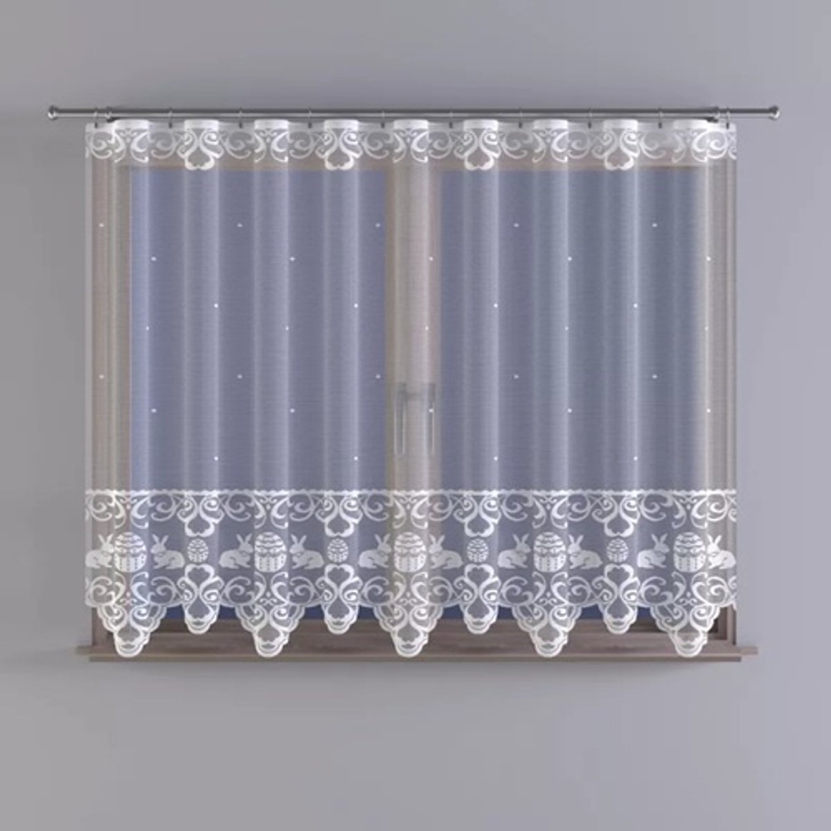 Wisan - jacquard vitrage- Alleluja - Pasen- Gordijn 300x100 cm - Curtains - Jacquardgordijnen-wit- 300 x 100 cm