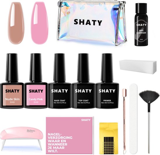 Foto: Shaty biab starter pakket complete biab set met builder gel builder in a bottle gelnagellak uv led nagellamp nail cleanser instructievideo nl 